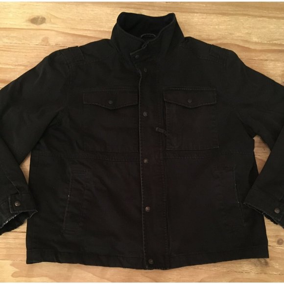 Levi's Jackets & Coats Levis Mens Cotton Canvas Lined Work Chore Jacket Knit Collar Black